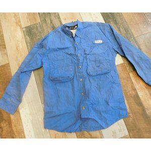 Magellan Men's Artic Blue Vented Fishing Shirt Inside Mesh Deep Pockets Medium
